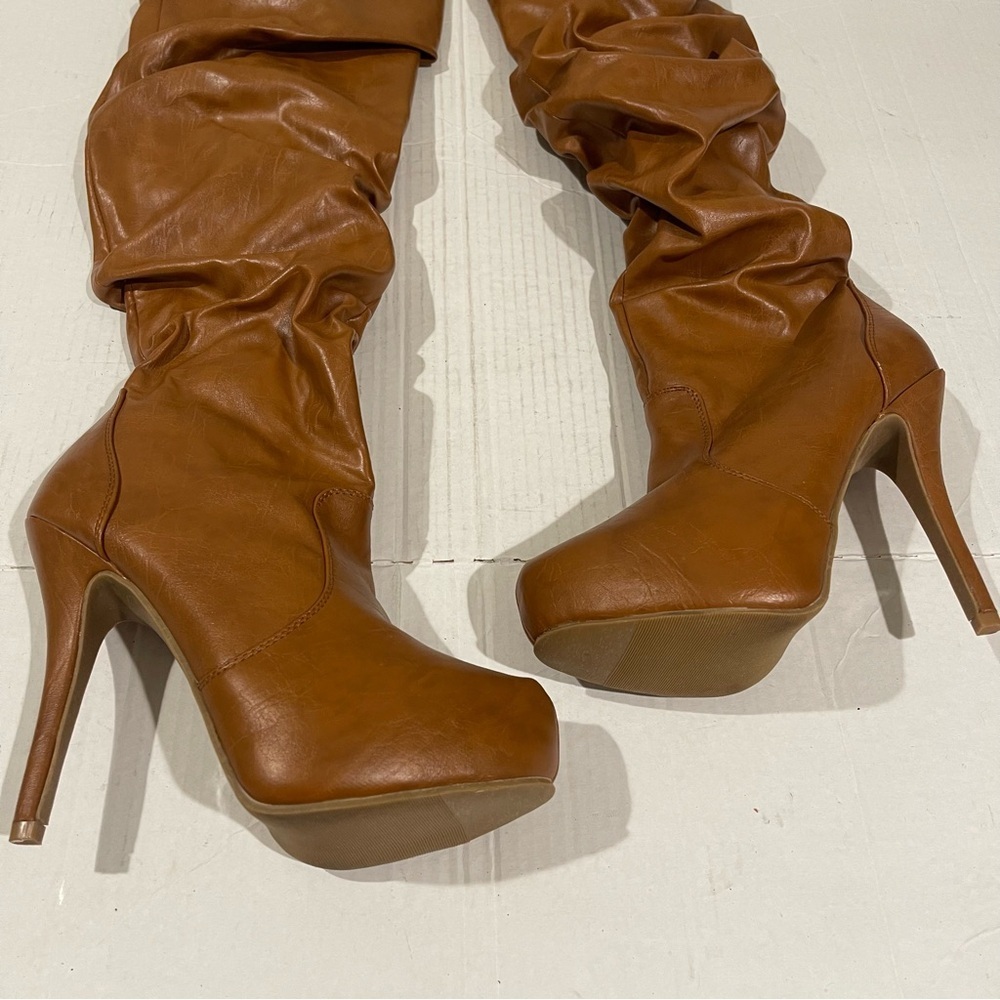 Women’s Natural Breeze Slouch Brown Faux Leather Over Knee Heel Boots Size 7 US - Picture 5 of 9